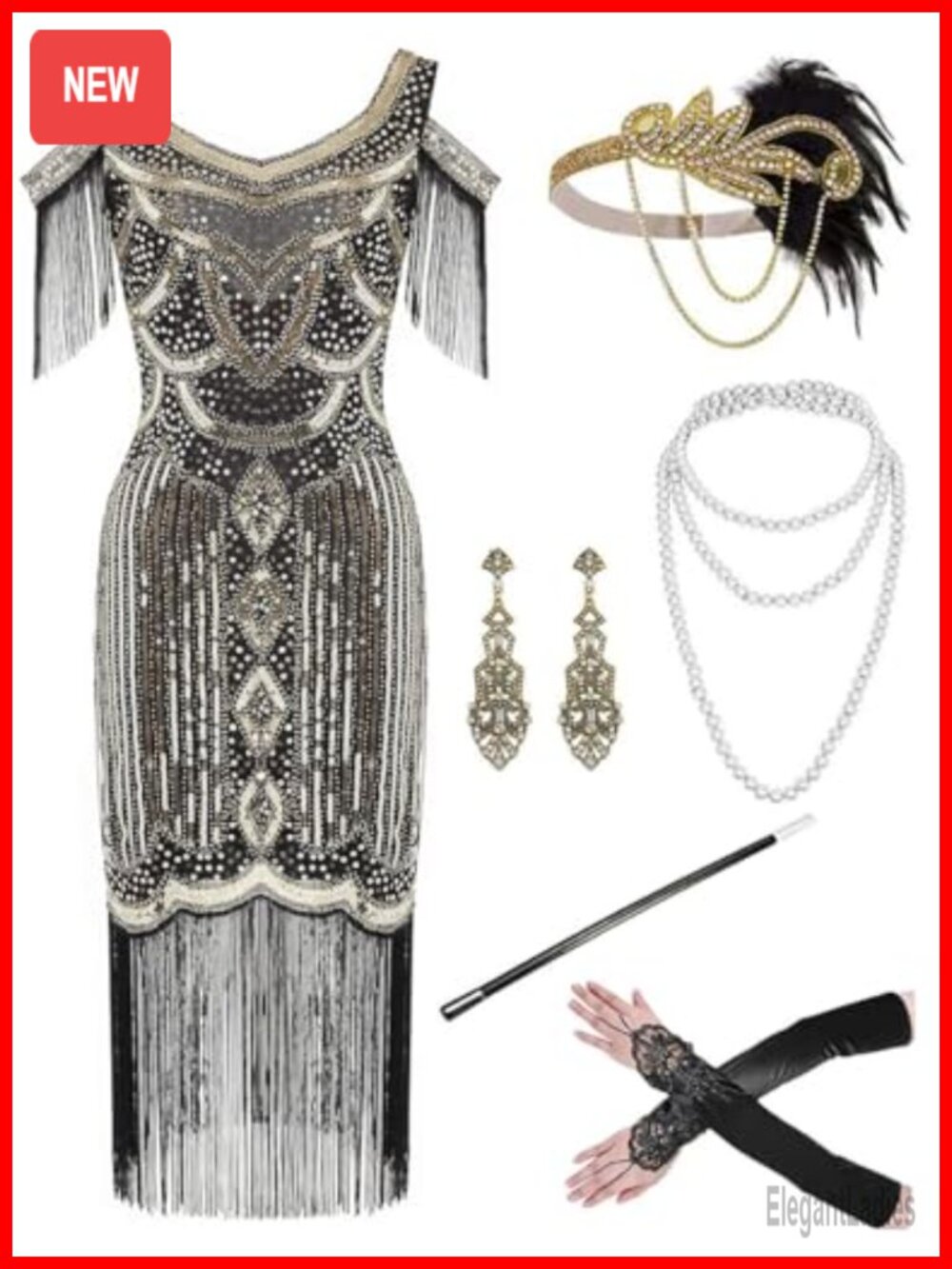 Plus Size 1920s Vintage Flapper Sequin Cold Shoulder Party Dress with